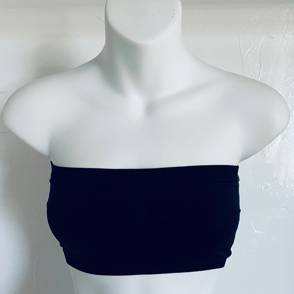Black Stretch BANDEAU BRALETTE Crop Top O/S - Picture 7 of 7